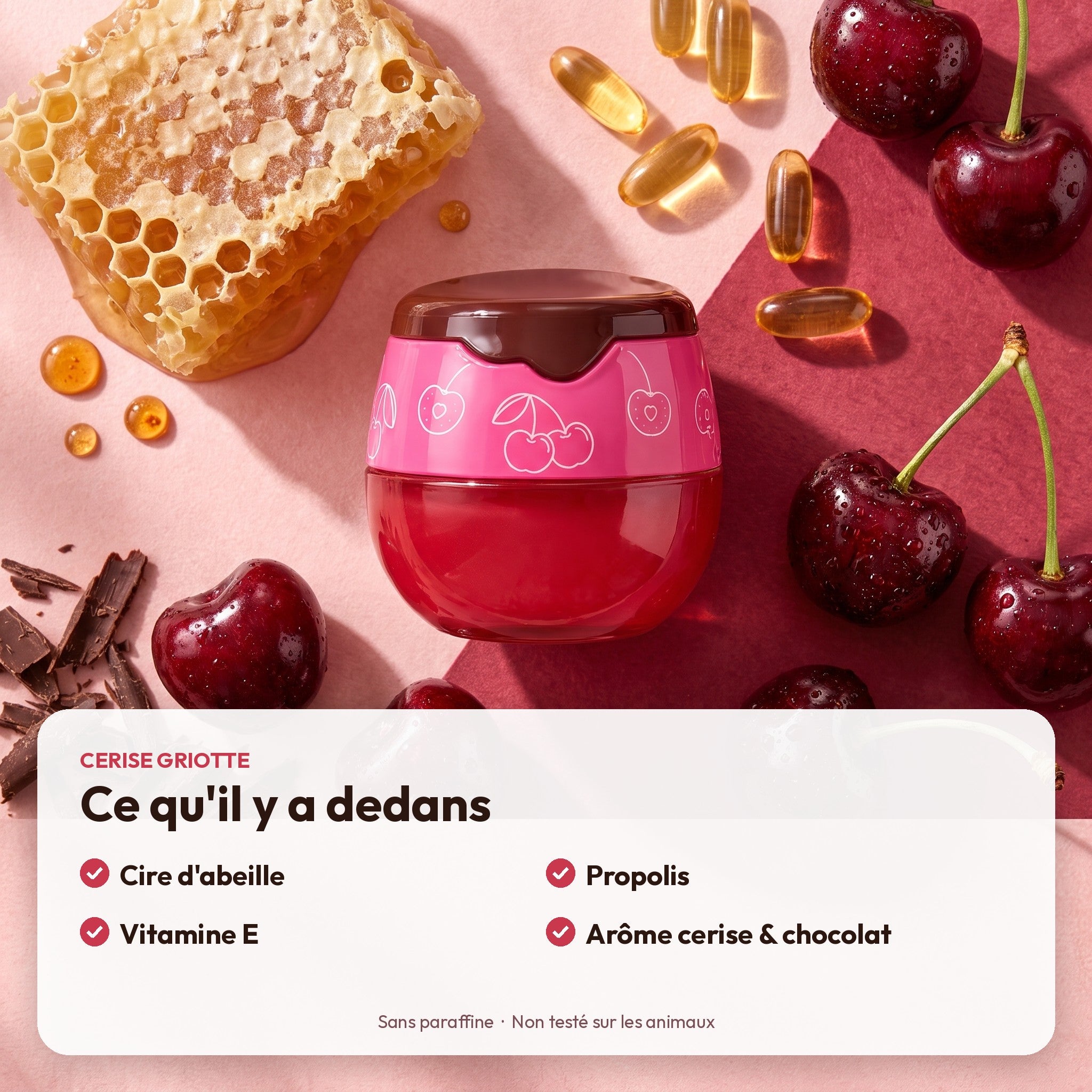 Ingrédients du baume Cerise Griotte