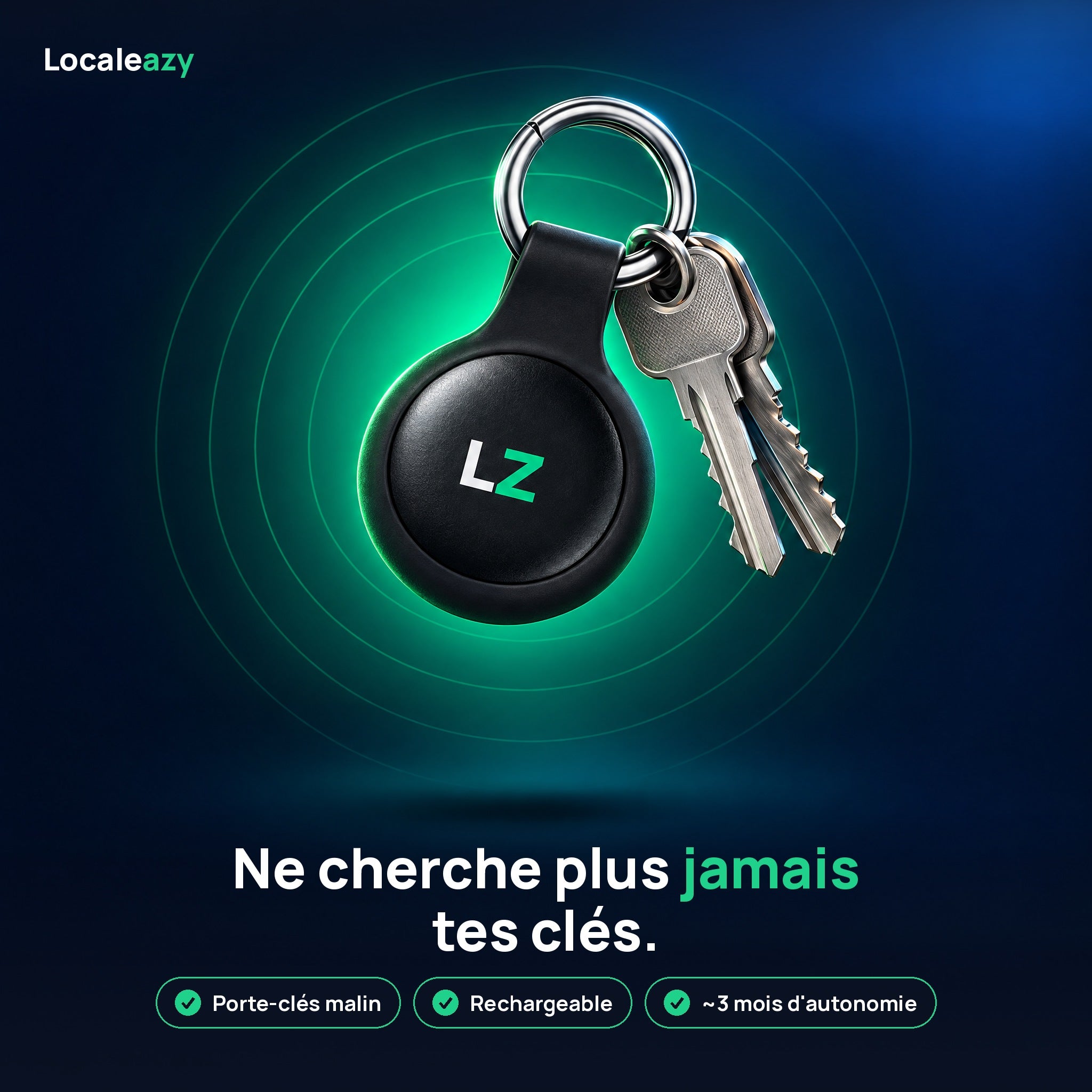 Porte-clés Localeazy, tracker rechargeable pour tes clés